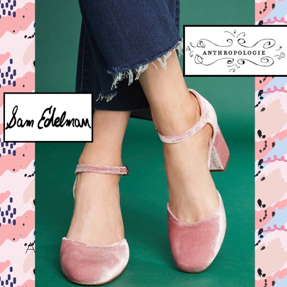 Sam Edelman Shoes - Sam Edelman pink velvet Mary Janes, Anthropology